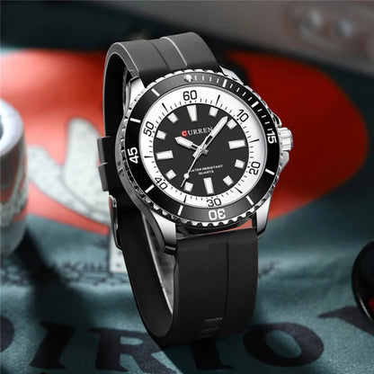 CURREN 8448 Fashion Quartz Watches for Men Large Dial Luminous Waterproof Silicone Strap Sports Male Wristwatch reloj hombre