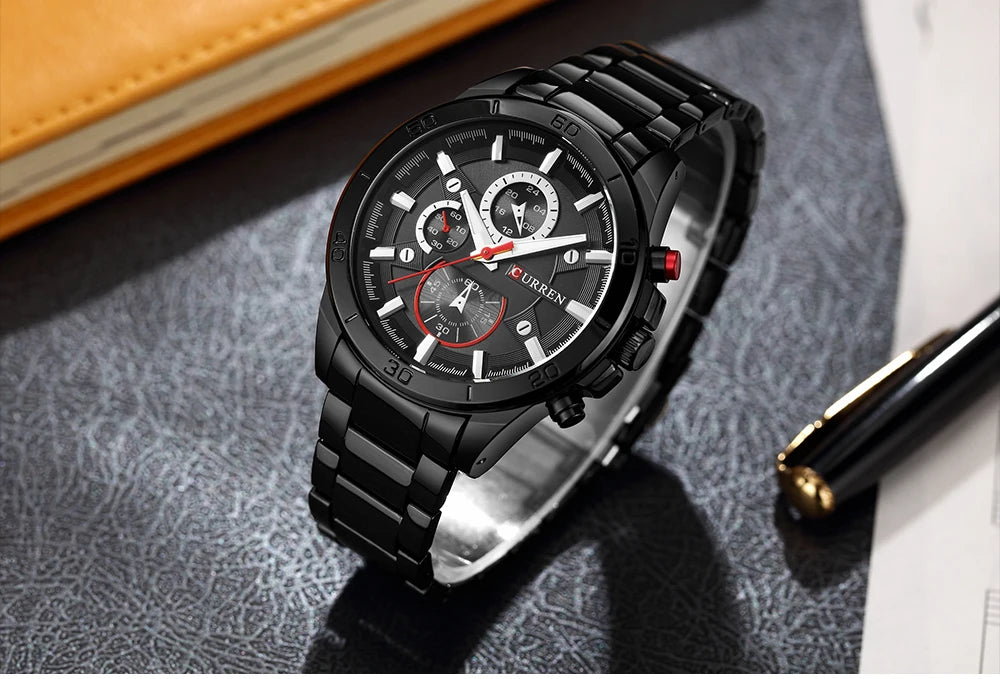 CURREN 8275 Men Quartz Watches Stainless Steel Luxury Analog Waterproof Wristwatch for Male Relogio Masculino