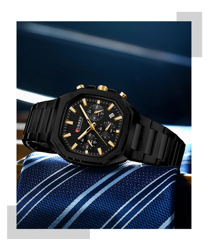 CURREN Fashion Sports Watches Brand Creative Multifunctional Design Dial with Luminous Hands Stainless Steel Bracelet