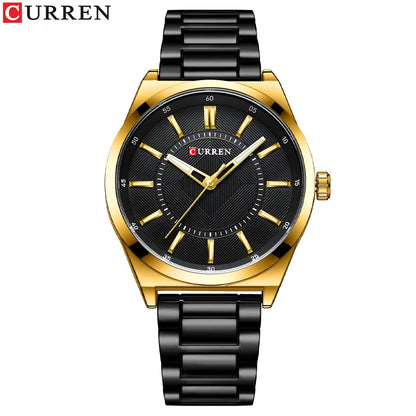 CURREN 8407 Men's Quartz Watch Fashion Business Simple Stainless Steel Strap Black Silver Gold Wristwatch for Male