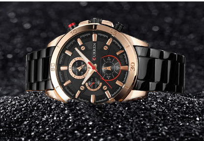 CURREN 8275 Men Quartz Watches Stainless Steel Luxury Analog Waterproof Wristwatch for Male Relogio Masculino