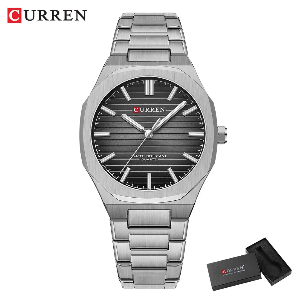 CURREN NEW Luxury Business Design Luminous Men's Watches Simple Quartz Stainless Steel Strap Clock Waterproof Male Wristwatch