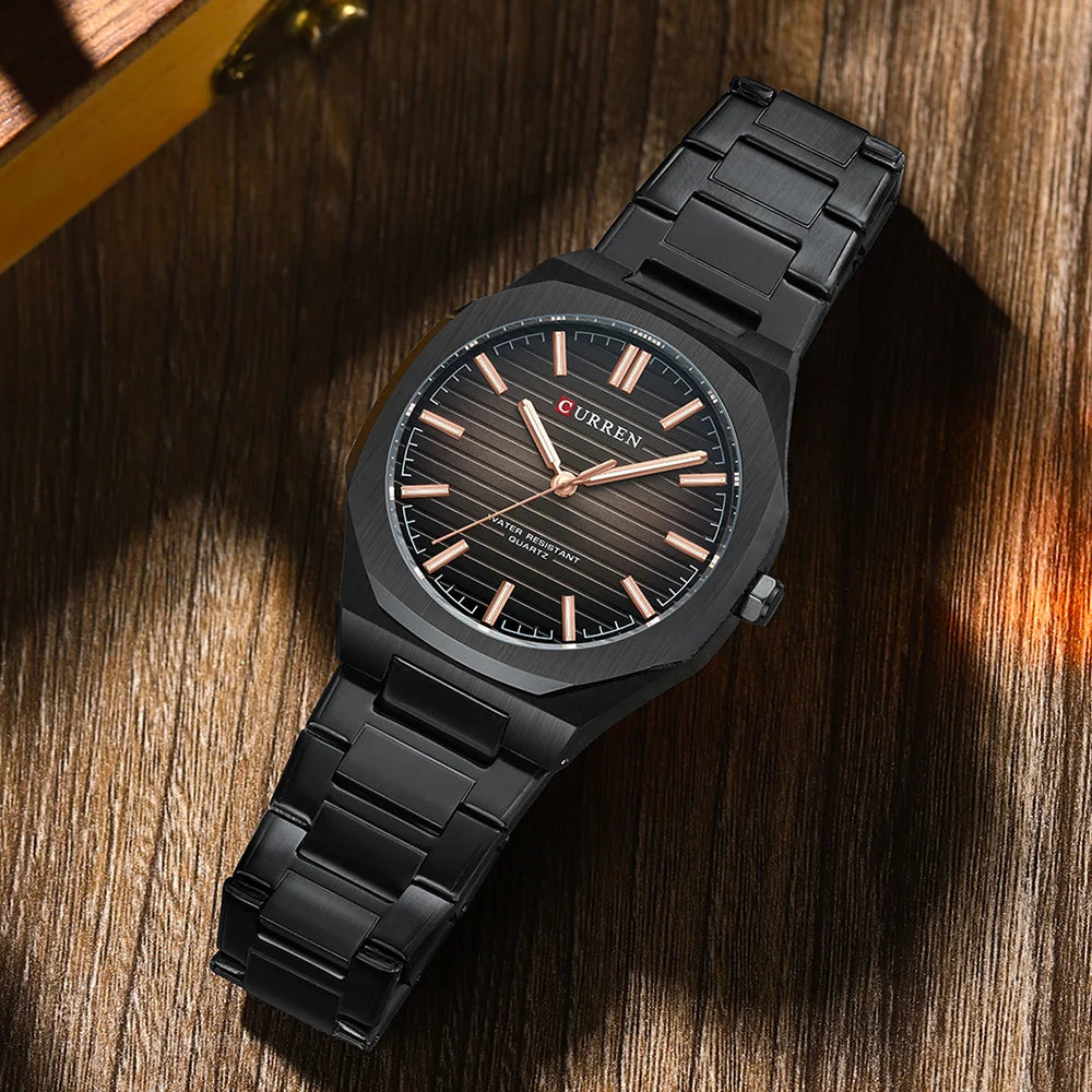 CURREN NEW Luxury Business Design Luminous Men's Watches Simple Quartz Stainless Steel Strap Clock Waterproof Male Wristwatch