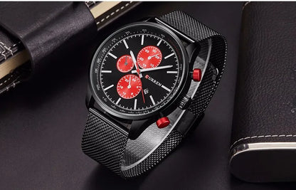 CURREN Watches for Men Fashion Luxury Casual Top Brand Waterproof 30M Calendar Quartz Watches Mesh Strap Mens Watch Reloj Hombre