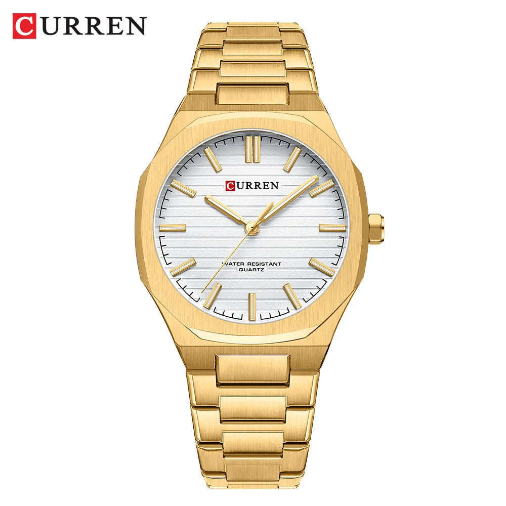 CURREN NEW Luxury Business Design Luminous Men's Watches Simple Quartz Stainless Steel Strap Clock Waterproof Male Wristwatch