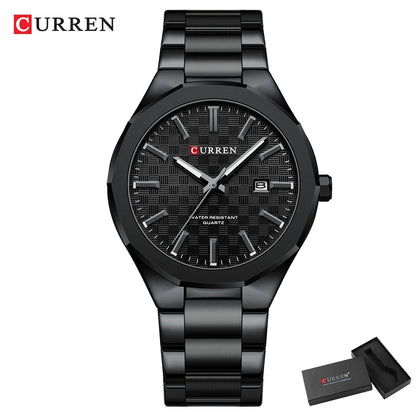 CURREN Men's Luxury Quartz Watch – Stainless Steel, Waterproof, Date.