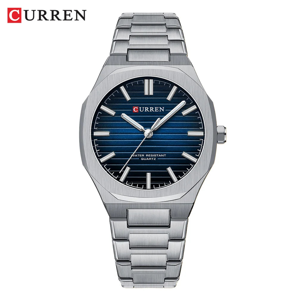 CURREN NEW Luxury Business Design Luminous Men's Watches Simple Quartz Stainless Steel Strap Clock Waterproof Male Wristwatch