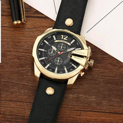 CURREN 8176 Brand Fashion Quartz Men Watches Popular Big Dial Leather Watch Mens Retro Casual Waterproof Metal Male Clock