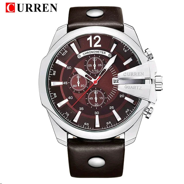 CURREN 8176 Brand Fashion Quartz Men Watches Popular Big Dial Leather Watch Mens Retro Casual Waterproof Metal Male Clock