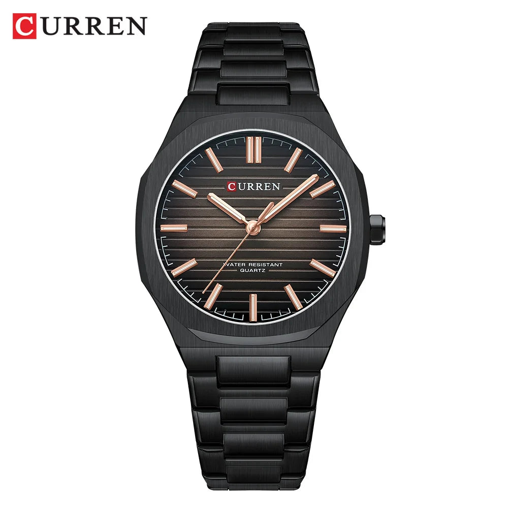 CURREN NEW Luxury Business Design Luminous Men's Watches Simple Quartz Stainless Steel Strap Clock Waterproof Male Wristwatch