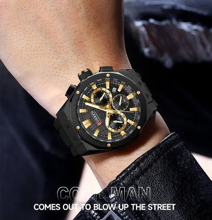 CURREN Luxury Brand High Quality Chronograph Luminous Watches for Men Silicone Strap Casual Sports Waterproof Quartz Wristwatch