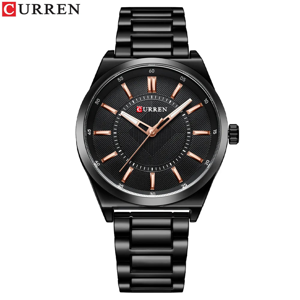 CURREN 8407 Men's Quartz Watch Fashion Business Simple Stainless Steel Strap Black Silver Gold Wristwatch for Male