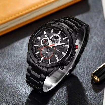 CURREN 8275 Men Quartz Watches Stainless Steel Luxury Analog Waterproof Wristwatch for Male Relogio Masculino