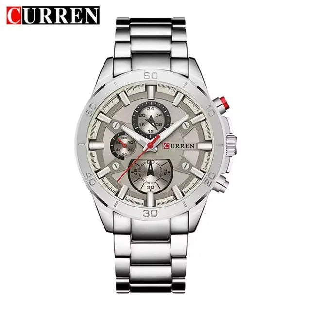 CURREN 8275 Men Quartz Watches Stainless Steel Luxury Analog Waterproof Wristwatch for Male Relogio Masculino