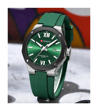 CURREN  Watches For Men  Silicone Strap Sport Quartz Watches Fashion Bracelet  Luxury Wristwatches with Auto Date Waterproof