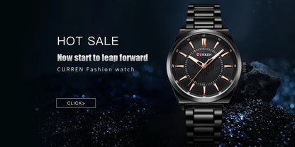 CURREN 8407 Men's Quartz Watch Fashion Business Simple Stainless Steel Strap Black Silver Gold Wristwatch for Male