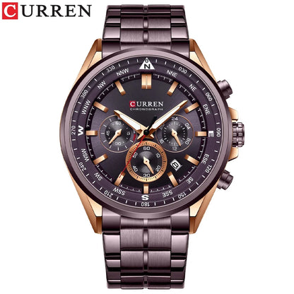 CURREN Luxury Sport Chronograph | Stainless Steel | Luminous Hands