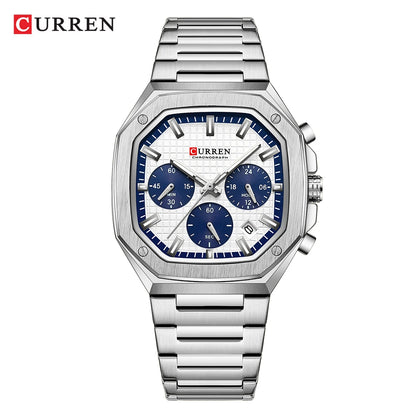 CURREN Fashion Sports Watches Brand Creative Multifunctional Design Dial with Luminous Hands Stainless Steel Bracelet