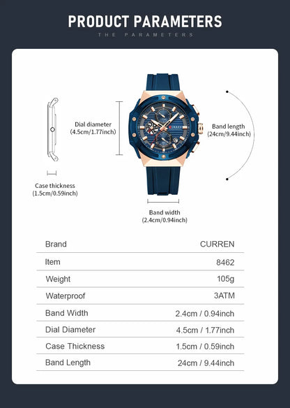 CURREN Men's Sport Chronograph | Waterproof Quartz Watch