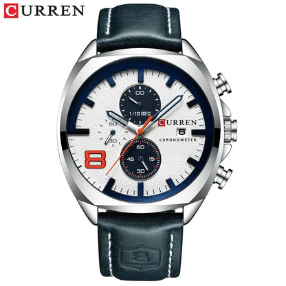 CURREN 8324 Fashion Casual Leather Men Watches Luxury Sport Military Waterproof Quartz Watch Mens Clock Clock