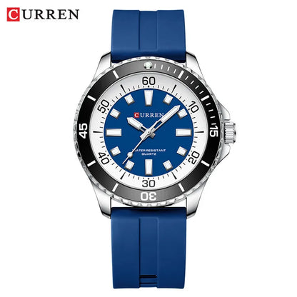 CURREN 8448 Fashion Quartz Watches for Men Large Dial Luminous Waterproof Silicone Strap Sports Male Wristwatch reloj hombre