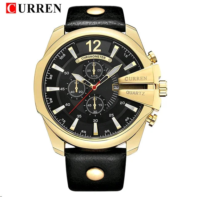 CURREN 8176 Brand Fashion Quartz Men Watches Popular Big Dial Leather Watch Mens Retro Casual Waterproof Metal Male Clock